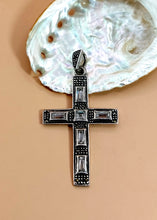 Load image into Gallery viewer, ANTIQUE SILVER 925⁰ CROSS WITH LITTLE MARCASITES AND 6 RECTANGULAR ZIRCONIA IN BYZANTINE STYLE
