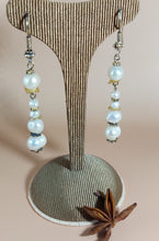 Load image into Gallery viewer, BRIDAL EARRINGS WITH GENUINE PEARLS AND SILVER GOLDPLATED ELEMENTS
