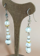 Load image into Gallery viewer, BRIDAL EARRINGS WITH GENUINE PEARLS AND SILVER GOLDPLATED ELEMENTS
