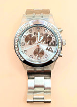 Load image into Gallery viewer, WATCH &quot;FIRENZE&quot; FOR WOMAN WITH SILVER STAINLESS STEEL BRACELET AND DIAL IN TRANSPARENT MATERIAL WITH LITTLE STRASS STONES
