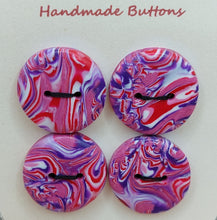 Load image into Gallery viewer, POLYESTERIC CLAY HANDMADE BUTTONS 4 PIECES IN RED-BLUE-WHITE
