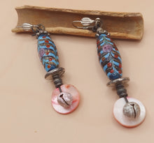 Load image into Gallery viewer, EARRINGS BIG MURANO CRYSTAL BLUE BEADS HANDMADE ETHNIC
