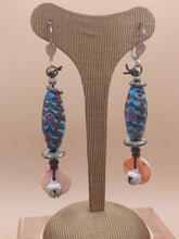 Load image into Gallery viewer, EARRINGS BIG MURANO CRYSTAL BLUE BEADS HANDMADE ETHNIC
