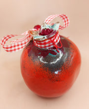 Load image into Gallery viewer, CERAMIC POMEGRANATE-SHAPED GLAZED IN RED AND GREEN HANDMADE
