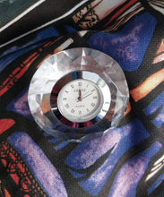 Load image into Gallery viewer, SMALL CLOCK &quot;DIAMANDINO&quot; DESIGN TRANSPARENT MULTIFACETED FOR DESK 
