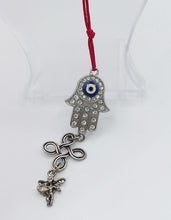 Load image into Gallery viewer, GOOD LUCK CHARM/TALISMAN, SILVER PLATED HAND OF FATIMA
