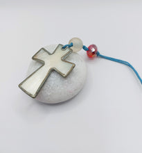 Load image into Gallery viewer, GOOD LUCK CHARM/TALISMAN WHITE CROSS MOTER OF PEARL
