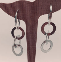 Load image into Gallery viewer, STAINLESS WHITE METAL EARRINGS, 3 FLAT LOOPS
