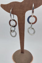 Load image into Gallery viewer, STAINLESS WHITE METAL EARRINGS, 3 FLAT LOOPS
