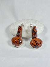 Load image into Gallery viewer, SILVER 925⁰ EARRINGS WITH SEMI-PRECIOUS STONES BLACKFLAKES JASPER
