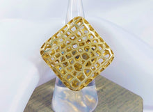 Load image into Gallery viewer, SILVER RING SQUARE NET, GOLD-PLATED 24K
